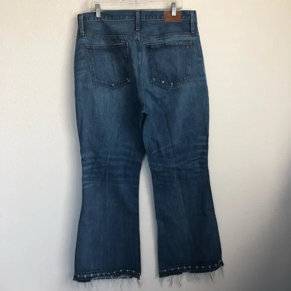 Madewell Rigid Flare Frayed Hem Denim Jeans - Picture 4 of 5
